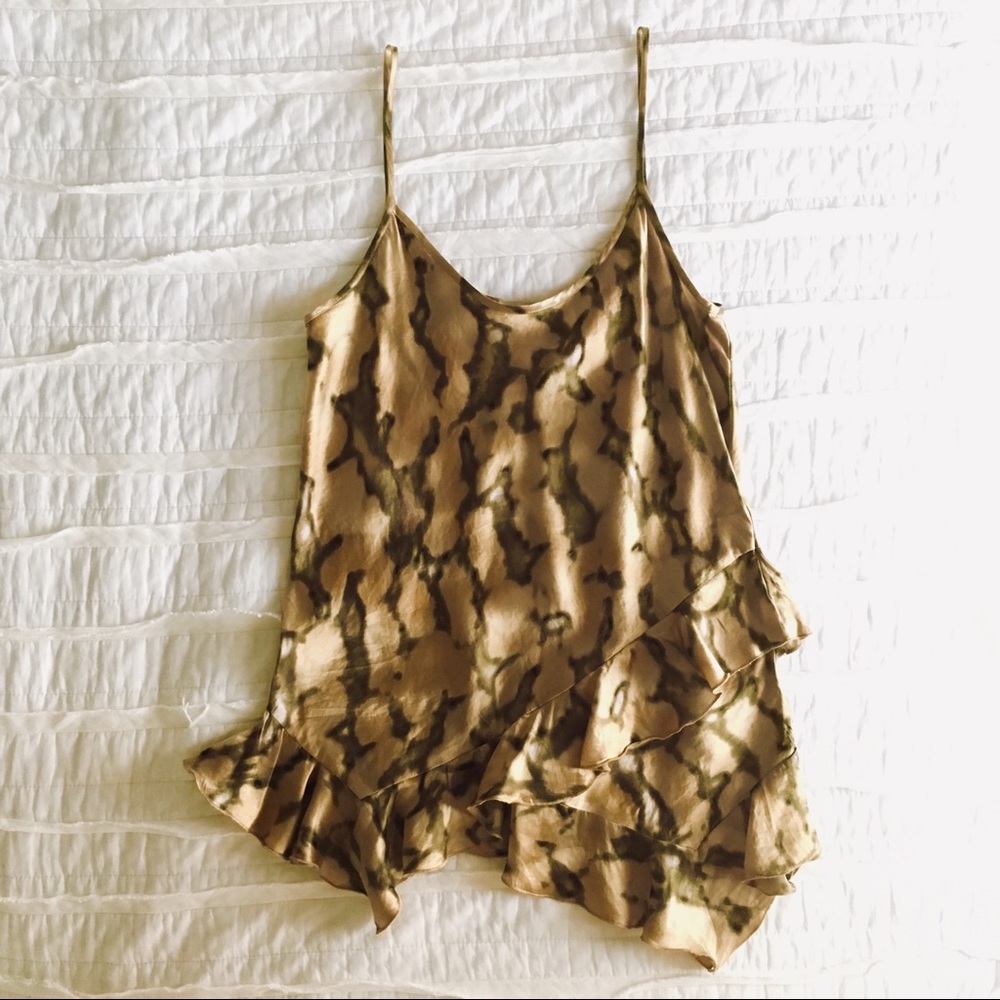 Stefanel Silk Satin Gold Beige Tank Camisole